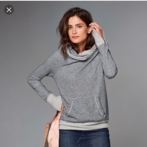 Abercrombie & Fitch Funnel Neck Sweatshirt in Navy Stripe
